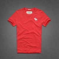 heren abercrombie and fitch korte tees wit moose logo watermeloen-rood Moose Goedkope kotuu247